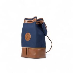 Canvas and Leather Drawstring Bag