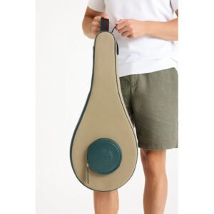 Alternative view of Racket Bags Khaki Canvas Green Leather Red Handle Stripe